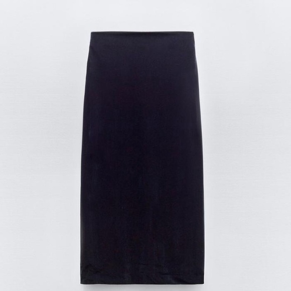 Nwt- Zara-Navy Blue Velvet skirt - Picture 1 of 6